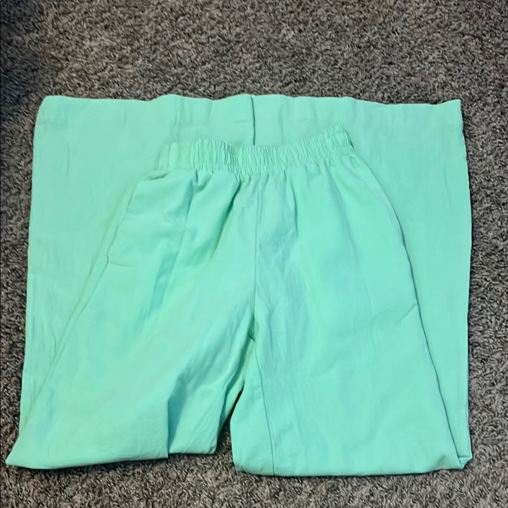 Mint Green Elastic Waist Pants